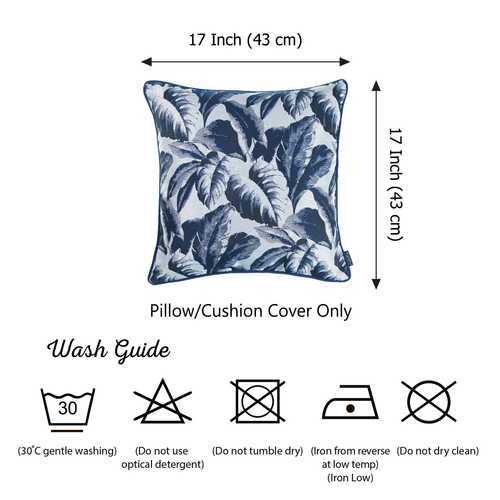 17"x 17" Jacquard Tropical Sky Leaf Decorative Throw Pillow Cover