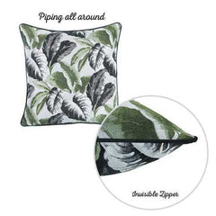 17"x 17" Jacquard Tropical Summer Leaf Decorative Throw Pillow Cover