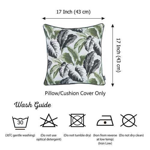 17"x 17" Jacquard Tropical Summer Leaf Decorative Throw Pillow Cover