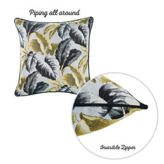 17"x 17" Jacquard Tropical Fall Leaf Decorative Throw Pillow Cover