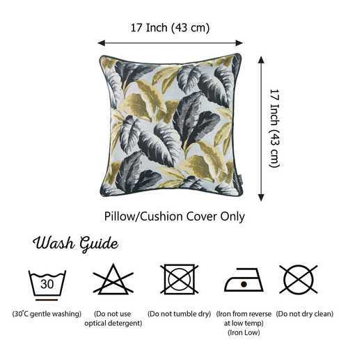 17"x 17" Jacquard Tropical Fall Leaf Decorative Throw Pillow Cover