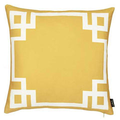 18"x18" Yellow and White Geometric Decorative Throw Pillow Cover