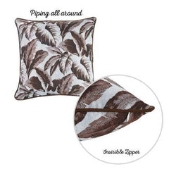 17"x 17" Brown Jacquard Tropical Leaf Decorative Throw Pillow Cover