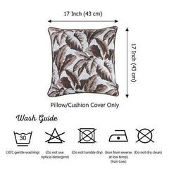 17"x 17" Brown Jacquard Tropical Leaf Decorative Throw Pillow Cover