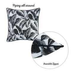 17"x 17" Jacquard Tropical Winter Leaf Decorative Throw Pillow Cover