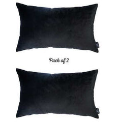 21"x14" Black Velvet Decorative Throw Pillow Cover 2 Pcs in set
