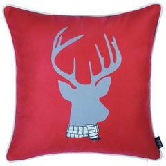 18"x18" Christmas Deer Printed Decorative Throw Pillow Cover