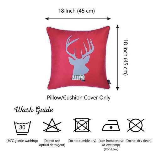 18"x18" Christmas Deer Printed Decorative Throw Pillow Cover