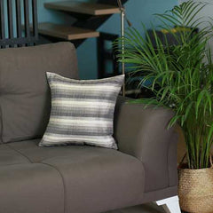 17"x 17" Brown Jacquard Stripe Decorative Throw Pillow Cover
