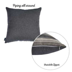 17"x 17" Brown Jacquard Stripe Decorative Throw Pillow Cover