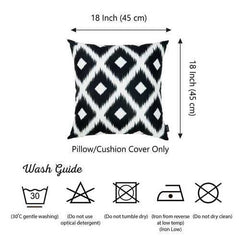 18"x 18" Black and White ikat Decorative Throw Pillow Cover Square