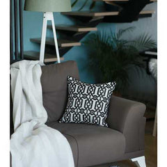 17"x 17" Grey Jacquard Geo Decorative Throw Pillow Cover