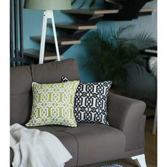 17"x 17" Grey Jacquard Geo Decorative Throw Pillow Cover