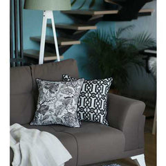 17"x 17" Grey Jacquard Geo Decorative Throw Pillow Cover