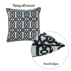 17"x 17" Grey Jacquard Geo Decorative Throw Pillow Cover