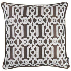 17"x 17" Brown Jacquard Geo Decorative Throw Pillow Cover