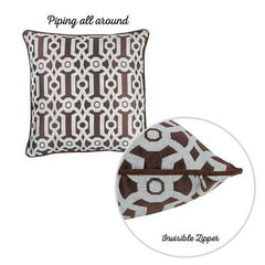 17"x 17" Brown Jacquard Geo Decorative Throw Pillow Cover