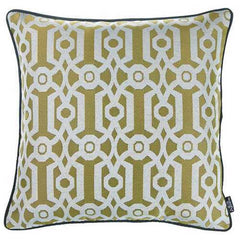 17"x 17" Yellow Jacquard Geo Decorative Throw Pillow Cover