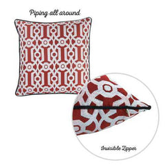 17"x 17" Red Jacquard Geo Decorative Throw Pillow Cover