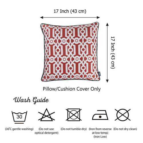 17"x 17" Red Jacquard Geo Decorative Throw Pillow Cover