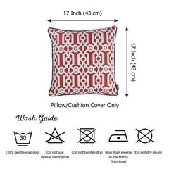 17"x 17" Red Jacquard Geo Decorative Throw Pillow Cover