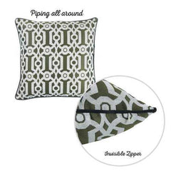 17"x 17" Light Brown Jacquard Geo Decorative Throw Pillow Cover