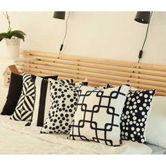 Black and White Geometric Diagram Decorative Throw Pillow Cover