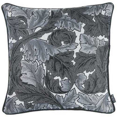 17"x 17" Grey Jacquard Leaf Decorative Throw Pillow Cover