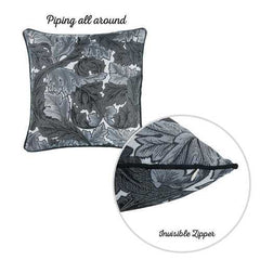 17"x 17" Grey Jacquard Leaf Decorative Throw Pillow Cover