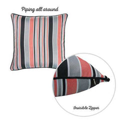 17"x 17" Multicolor Jacquard Stripe Decorative Throw Pillow Cover