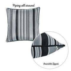 17"x 17" Dark Jacquard Stripe Decorative Throw Pillow Cover