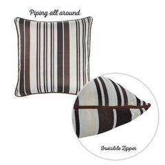 17"x 17" Brown Jacquard Stripe Decorative Throw Pillow Cover