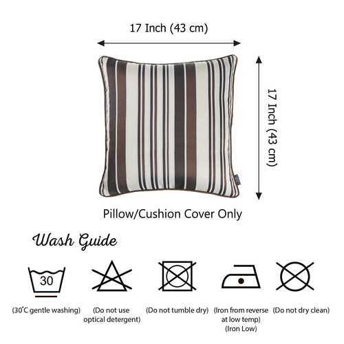 17"x 17" Brown Jacquard Stripe Decorative Throw Pillow Cover