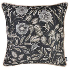 17"x 17" Black Jacquard Leaf Decorative Throw Pillow Cover