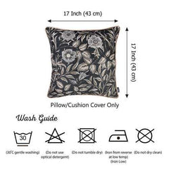 17"x 17" Black Jacquard Leaf Decorative Throw Pillow Cover