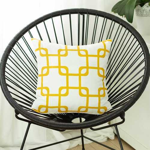 18"x18" Yellow Geometric Squares Decorative Throw Pillow Cover