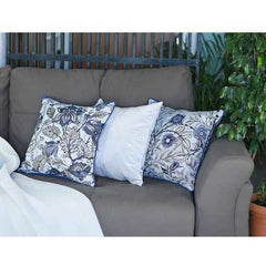 17"x 17" Blue Jacquard Leaf Decorative Throw Pillow Cover