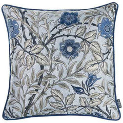17"x 17" Blue Jacquard Leaf Decorative Throw Pillow Cover