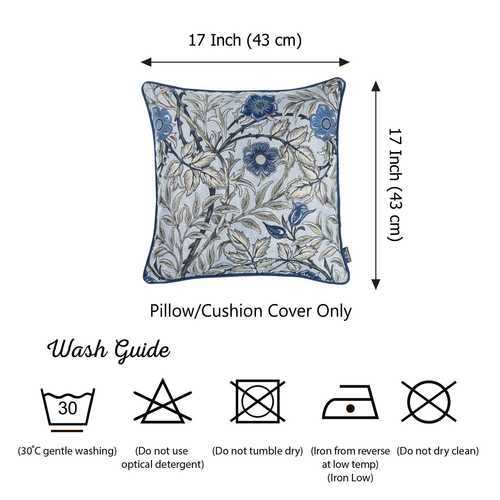 17"x 17" Blue Jacquard Leaf Decorative Throw Pillow Cover