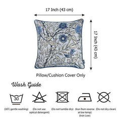 17"x 17" Blue Jacquard Leaf Decorative Throw Pillow Cover