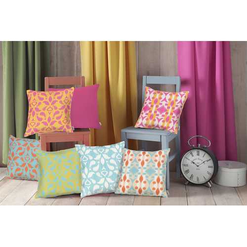 18"x18" Orange Ikat Decorative Throw Pillow Cover Printed