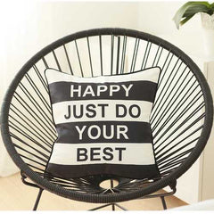 18"x18" White and Black Scandi Square Decorative Throw Pillow Cover