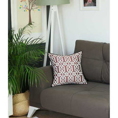 17"x 17" Red Jacquard Geo Decorative Throw Pillow Cover