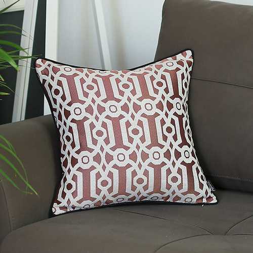 17"x 17" Red Jacquard Geo Decorative Throw Pillow Cover