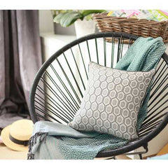 Grey Jacquard Circle Decorative Throw Pillow Cover