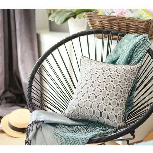 Grey Jacquard Circle Decorative Throw Pillow Cover