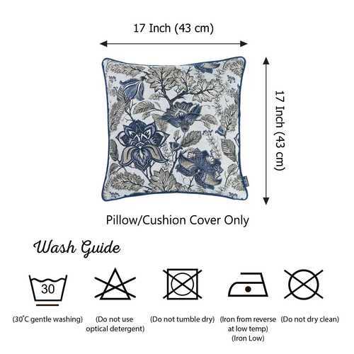 17"x 17" Blue Jacquard Weaver Decorative Throw Pillow Cover