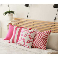 18"x18" Pink Stripes Geometric Decorative Throw Pillow Cover