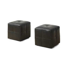 24" x 24" x 24" Dark Brown  Leather Look  Ottoman 2pcs Set
