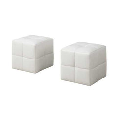 12" x 12" x 12" White  Leather Look  Ottoman 2pcs Set
